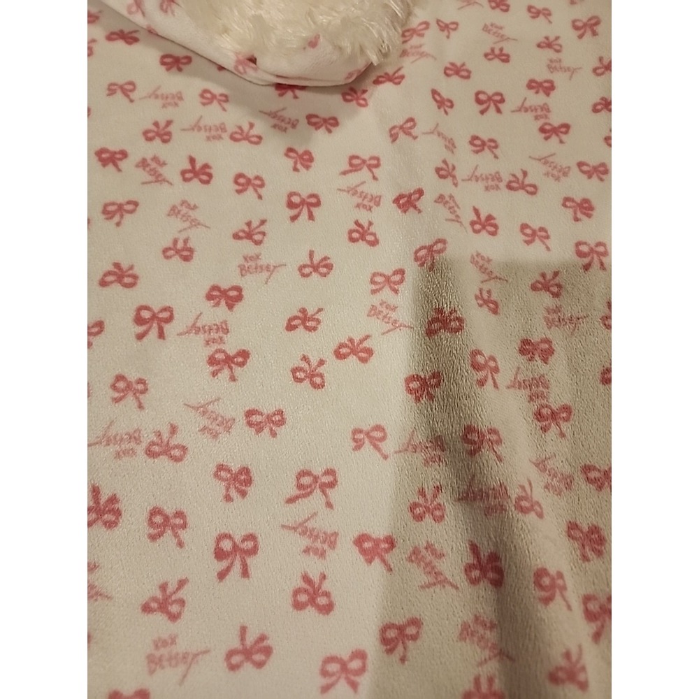 Betsey‎ Johnson Pink Bows Baby Blanket Faux Fur Fleece XOX Hard To Find HTF - Picture 4 of 5